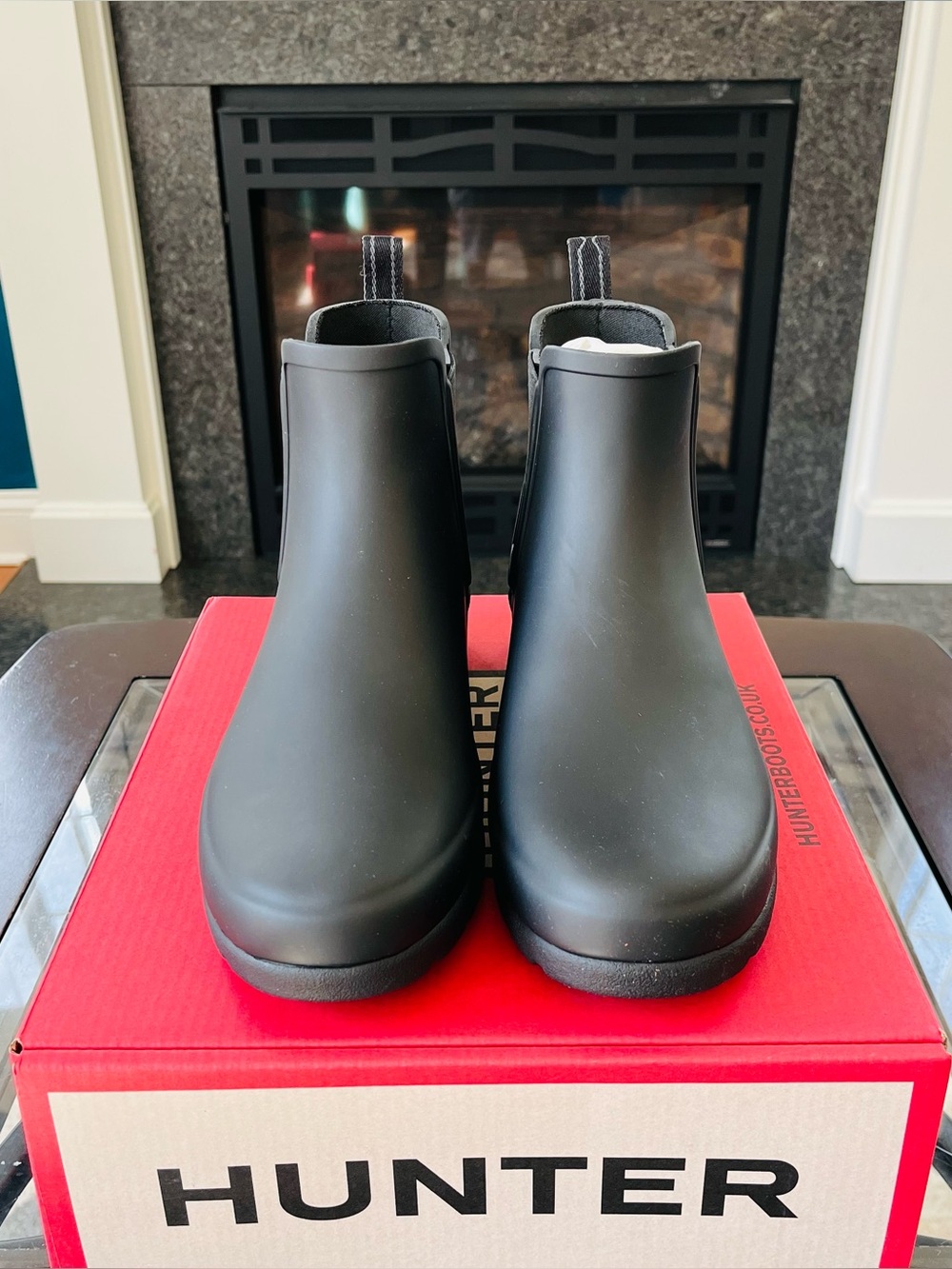 Hunter Refined Chelsea Rain Boots Black WFS2201RMA - Picture 2 of 8